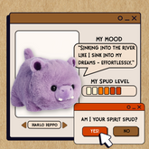 A spudsters product card for the Harlo Hippo plush by Aurora